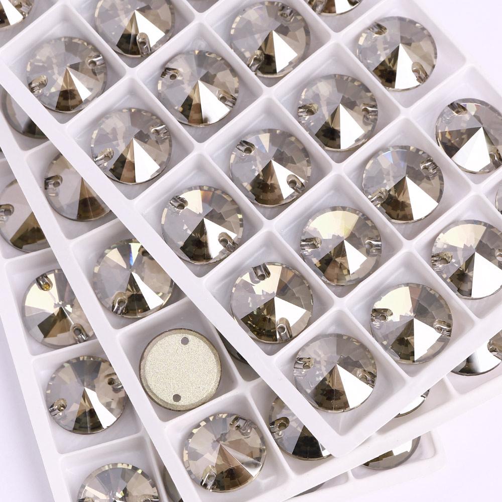 High Quality Rivoli 80+ Colors Rhinestones Crystal AB Sew-on Glass Gems Clothing Flatback Sewing Stones Women Bling Bling Shine
