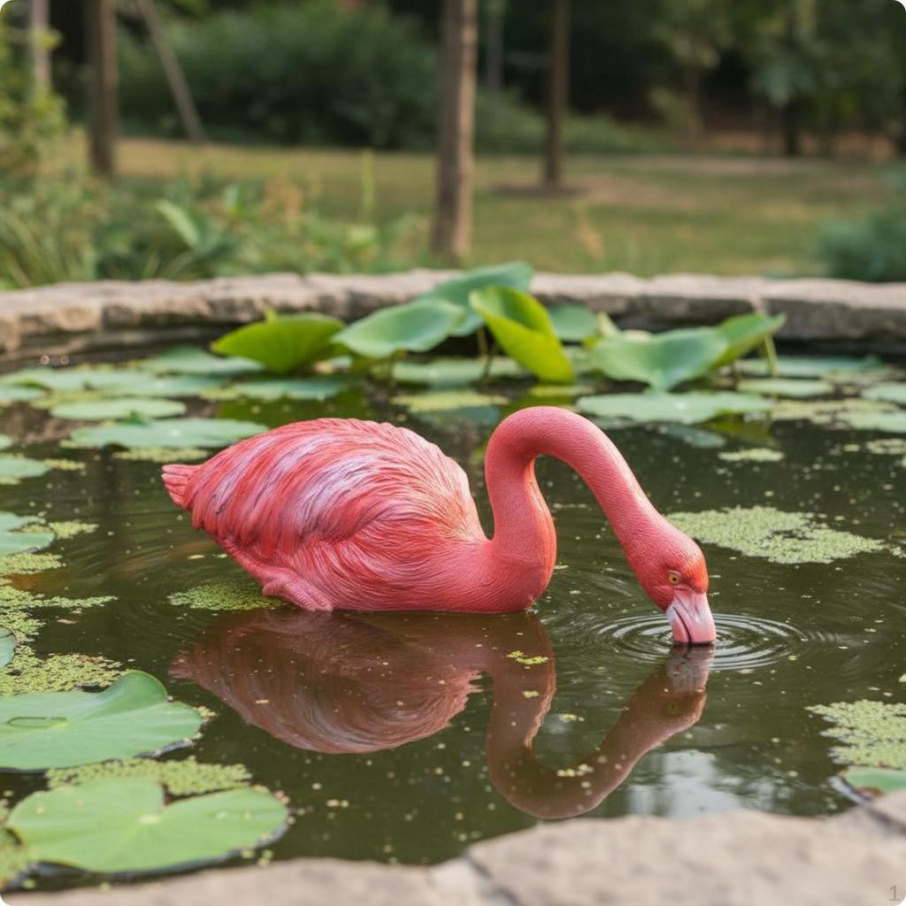 Buoyant Flamingo Decorative Statue Waterproof Pond Ornament for Landscape, Garden