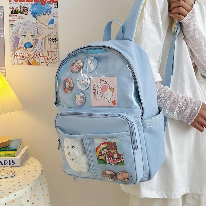 Schoolbag student female new large-capacity two-dimensional versatile backpack commuter baby bag transparent schoolbag backpack pain bag