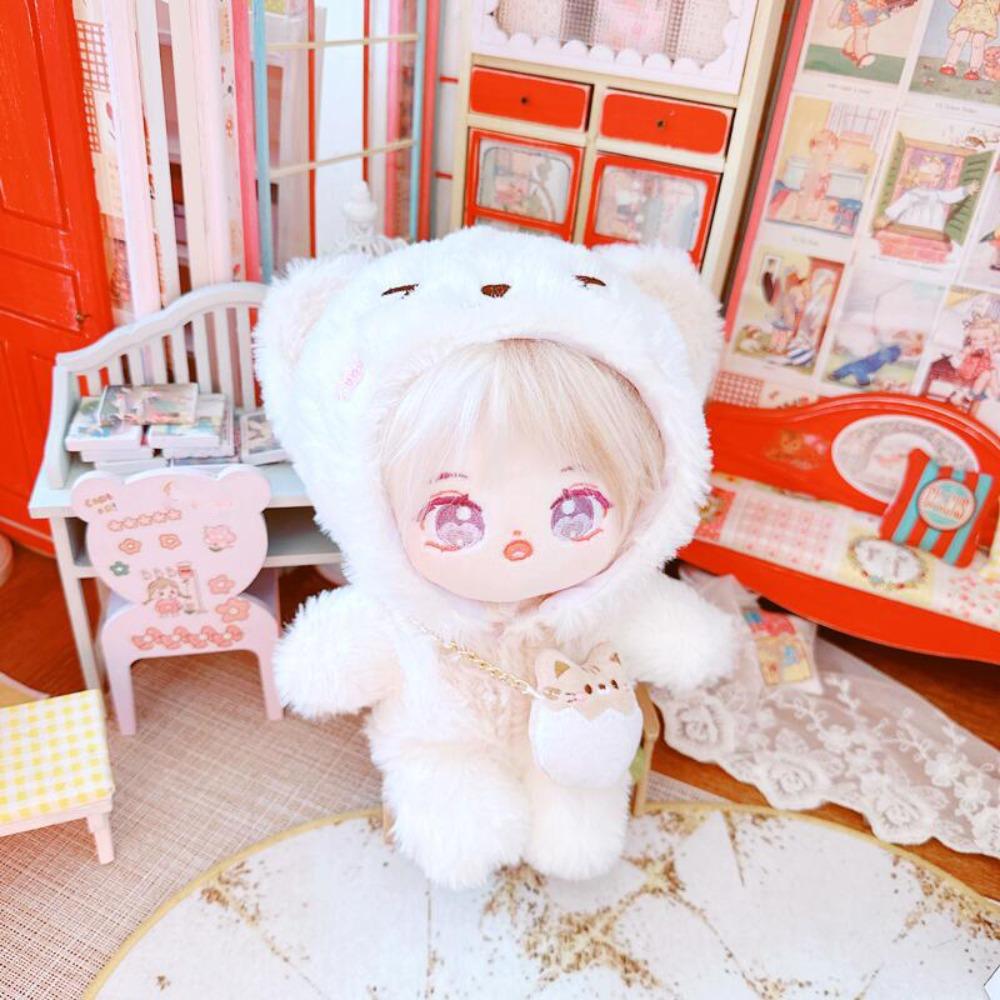 Cat Jumpsuit Idol Dolls Clothes Plush Doll Winter Outfit Cotton Doll Clothes  20cm Cotton Doll