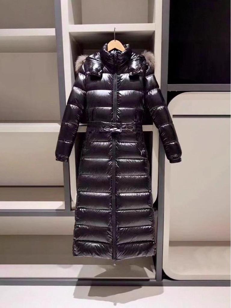 Damen Glänzende Weiße Entendaunen Überknie Lang Kapuzen Slim Fit Winterjacke 2025