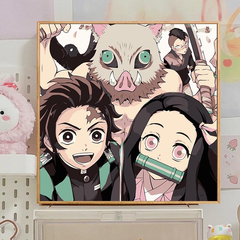 Kit Pittura ad Olio Digitale Anime Demon Slayer Fai da Te per Bambini