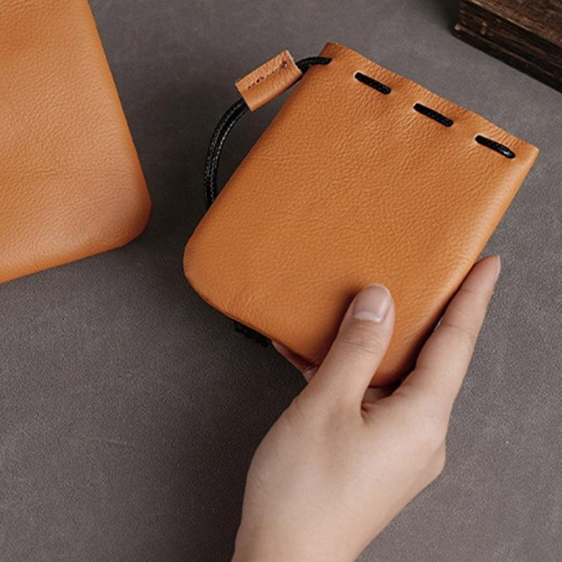 Genuine Leather Jewelry Pouch Soft Protective Bag For Necklaces Earrings Gift Packaging Customizable Size Color