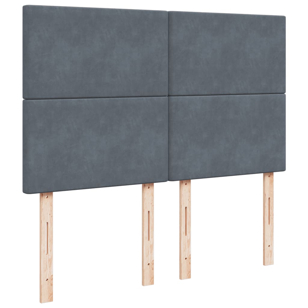 Vidaxl Letto Continentale Con Materasso, Grigio Scuro, 160X200Cm Velluto