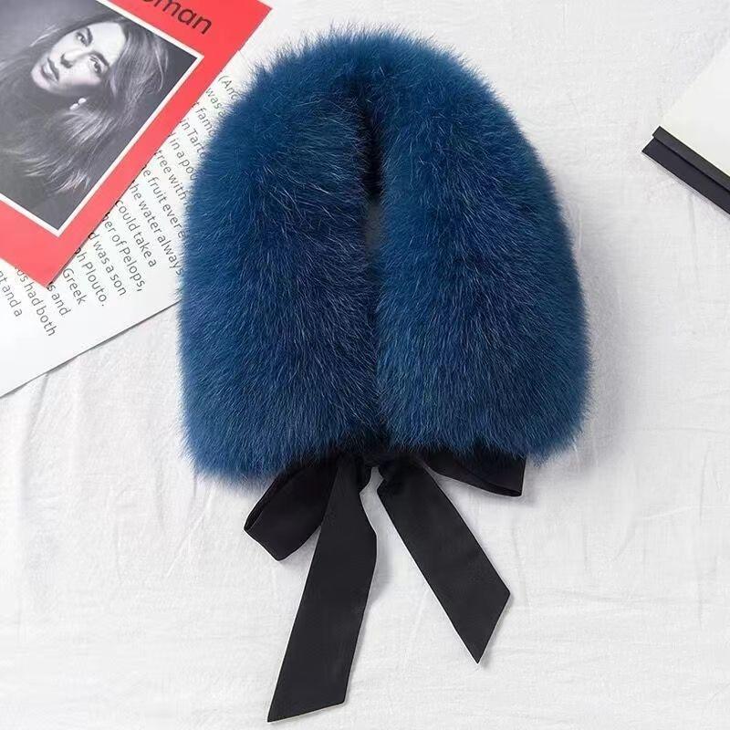 Fox Fur Collar Ladies Winter Furry Fur Collar Women Real Fox Fur Scarf Women Fox Fur Square Collar Short Scarf Shawl Winter