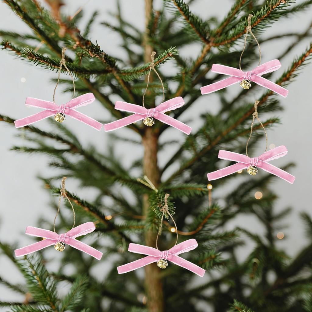 Samtband Schleife mit Glöckchen Weihnachtsbaumschmuck, Atmosphärische Dekoration, Schleifenanhänger