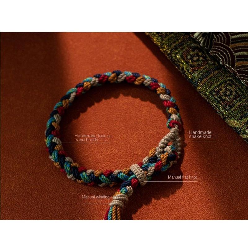 Hand-woven Colorful Hand Rope Plain Rope Hand Rubbing Cotton Bracelet Jewelry Ethnic Style Bracelet Adjustable Gift