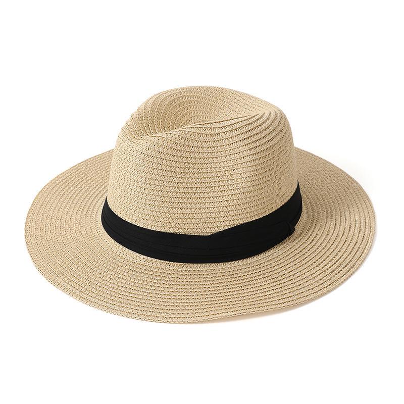 Summer Panama Wide-Brimmed Straw Fedora - Outdoor Sunshade Beach Hat