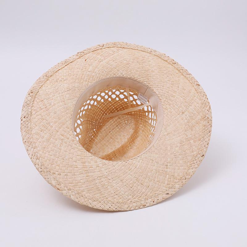 Wholesale hollow woven natural Lafite straw hat outdoor travel vacation beach sunshade sun protection Panama cowboy hat