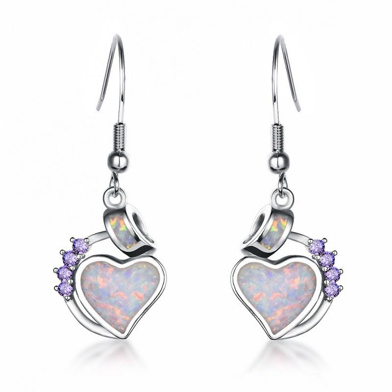 wihin wind blue white heart + purple diamond earrings versatile earrings.