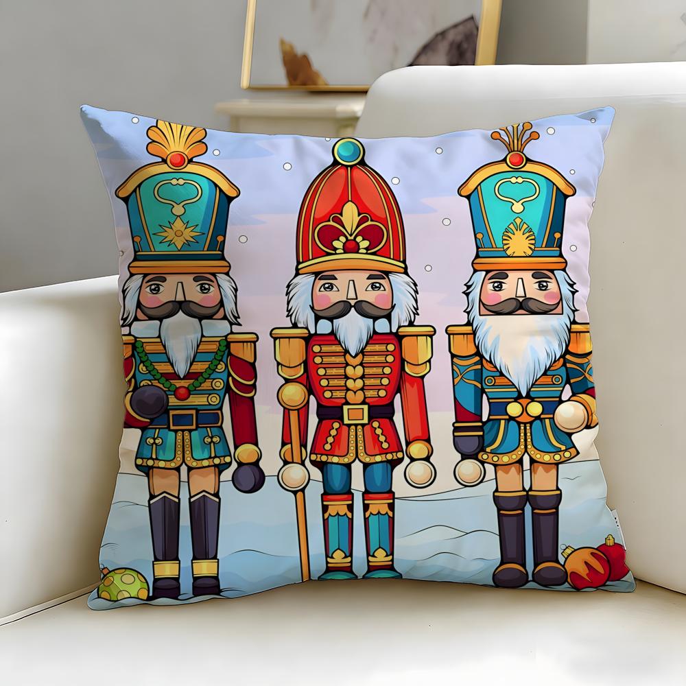 classic doll Nutcracker Doll Cushion Cover Soft  EasyWash Pillow Case  Versatile for Couch Bed Travel and Office