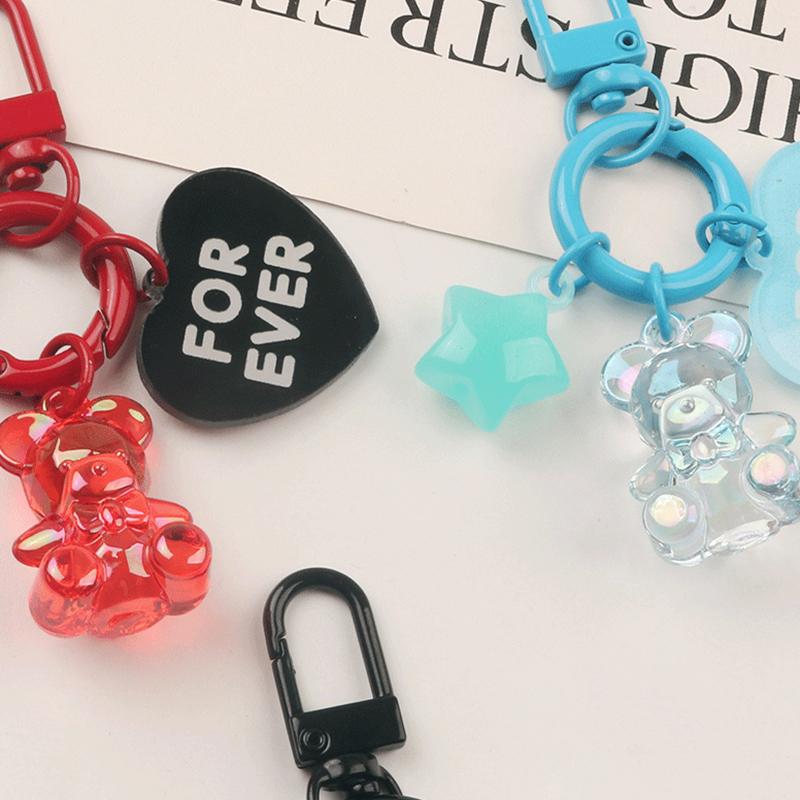 Cartoon Bear Animal Star Keychain Key Ring For Friend Cute Creative Bag Car Earphone Box Pendant Key Accessories Bag Pendant