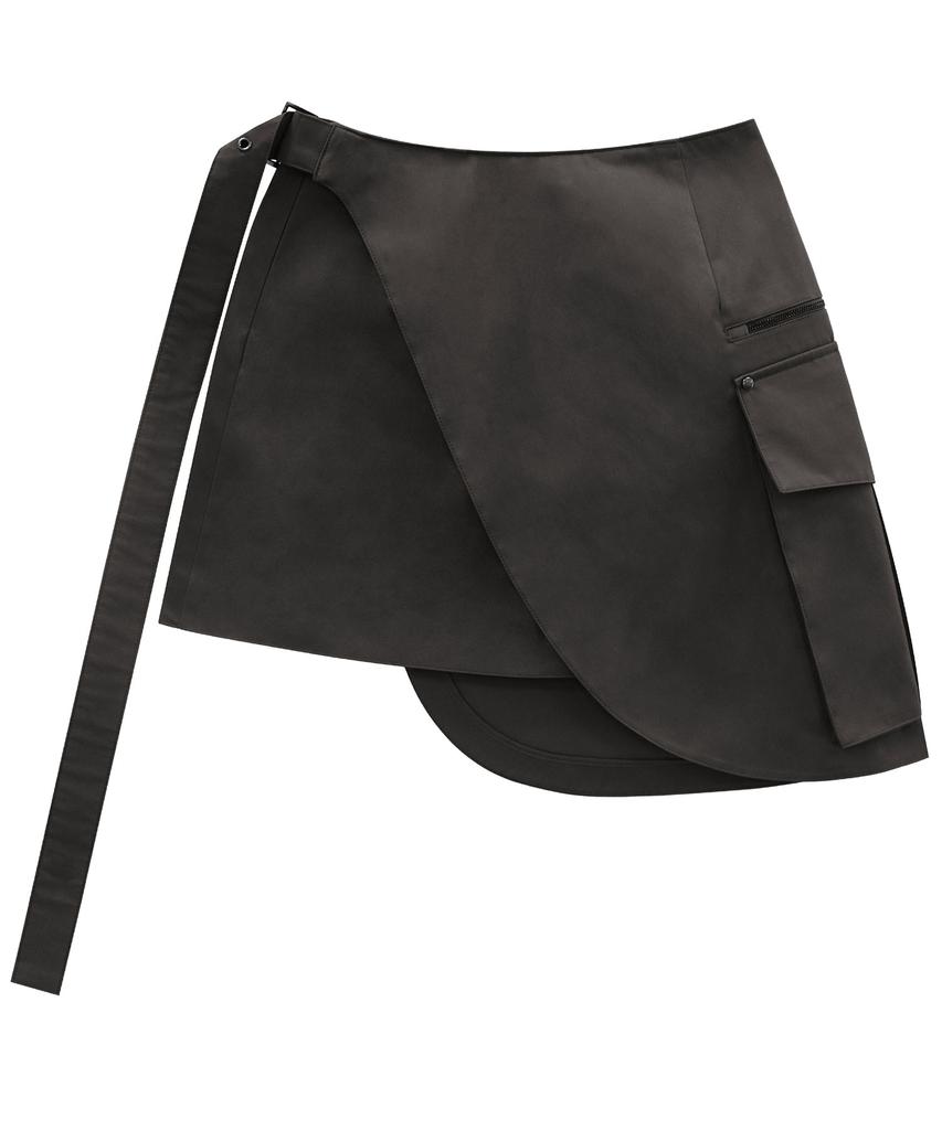 Teulimingbeodeu Cargo Layered Mini Skirt [ Charcoal ]