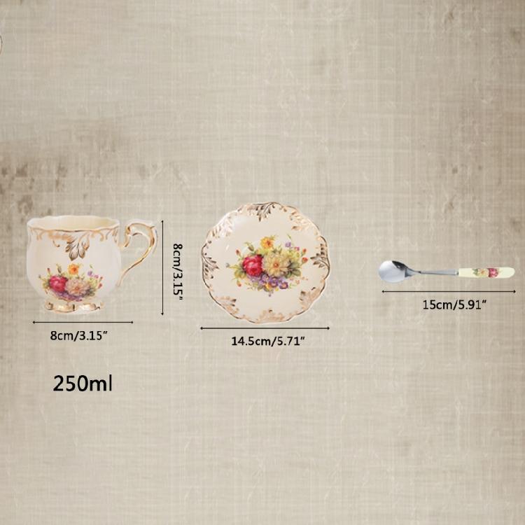 Rose Ivory Porcelain Coffee Cup Spoon Set Drinking Utensils for Women Teas Party