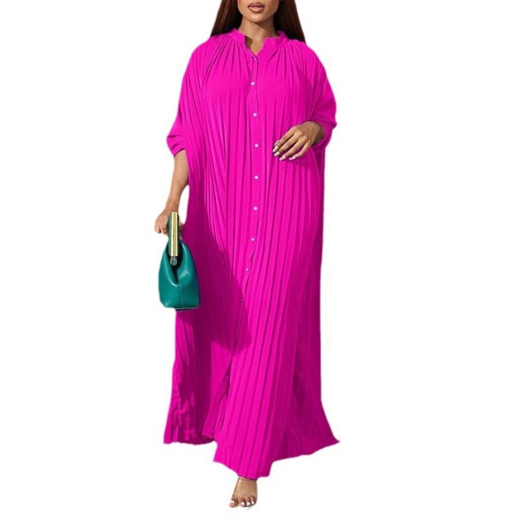 Summer Plus Size Women's Pleated Loose Casual Dress, European American Fashion Casual Dress, Leisure Women Clothing