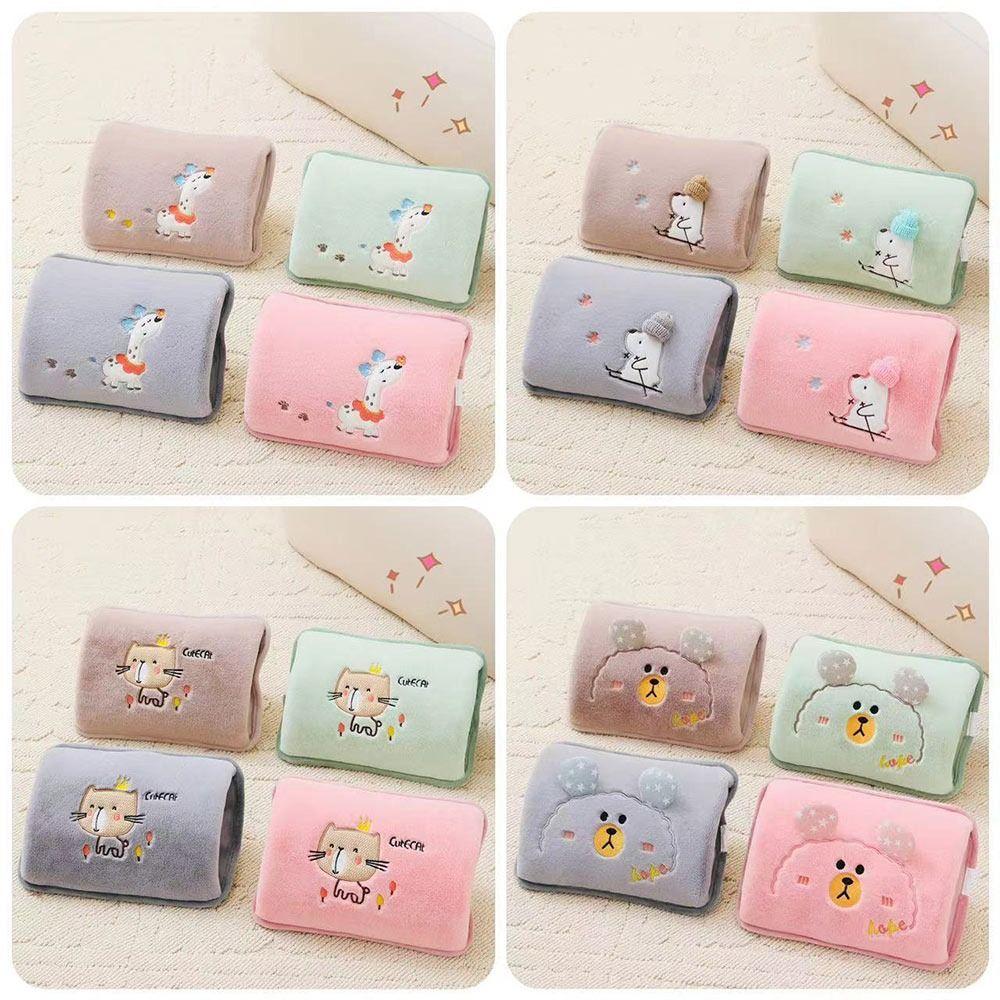 Flannelette Electric Hot Water Bottle Cartoon Pattern Hand Compress Heat Pack  for Home Office