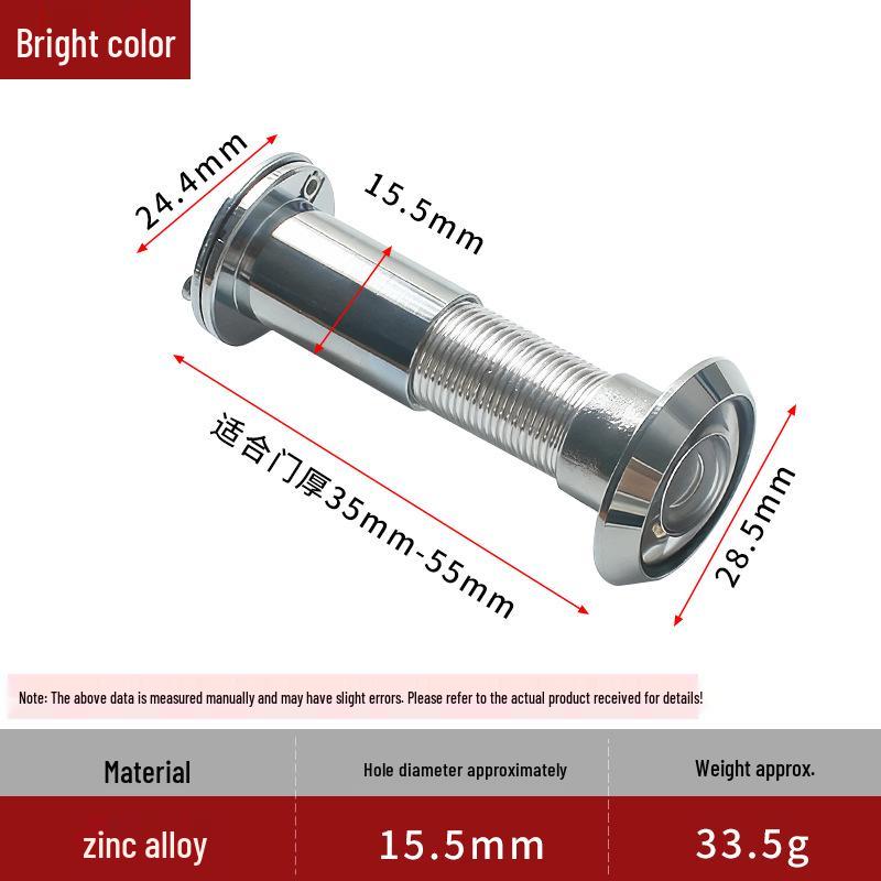 Zinc Alloy Anti-theft Peephole with Anti-pry and Anti-disassemble Features for Main Doors (14/16mm Diameter).