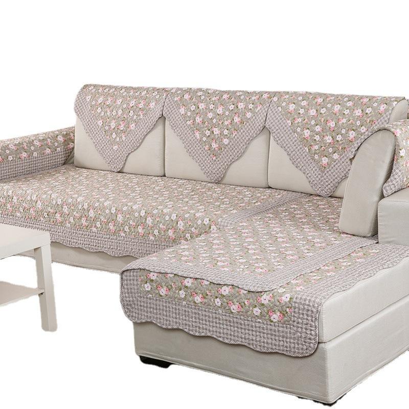 Fyra säsonger Universal Bomullstyg Tryckt Halkfri Soffdyna Koreansk Pastoral Tvättat Sofföverdrag Soffhandduk Överdrag Fullt Överdrag