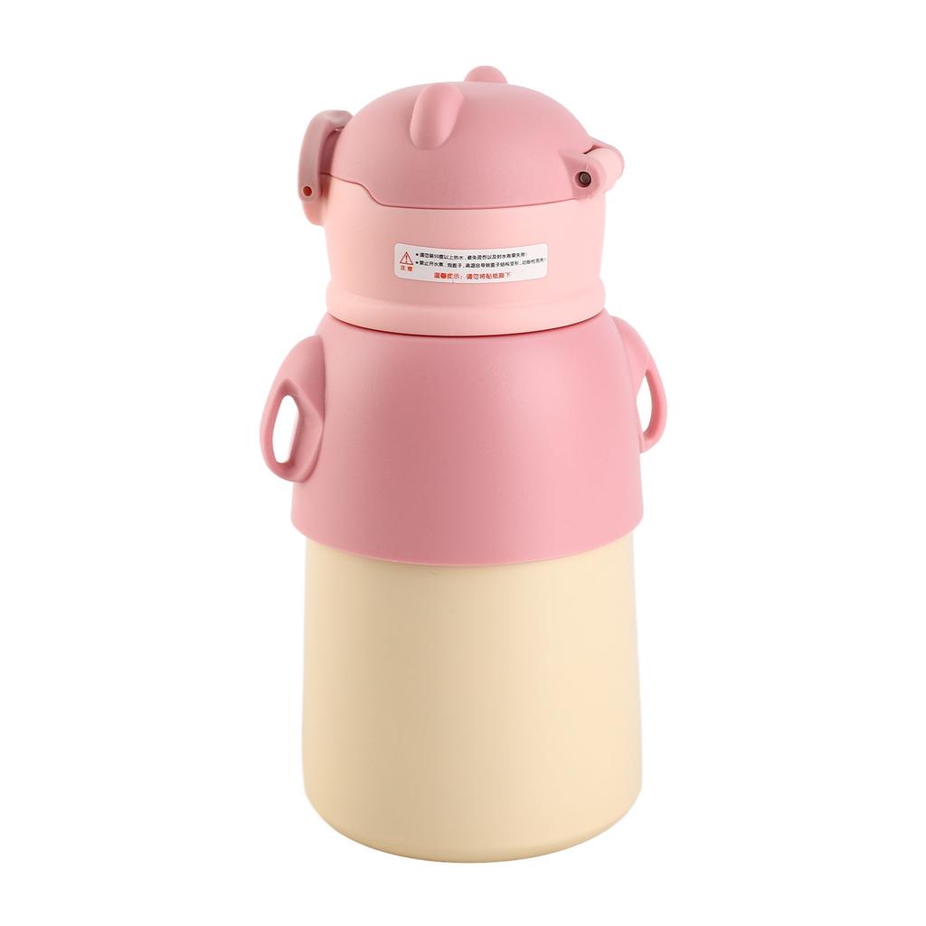 Roztomilá kreslená dětská izolovaná láhev na vodu z nerezové oceli s brčkem a popruhem pro