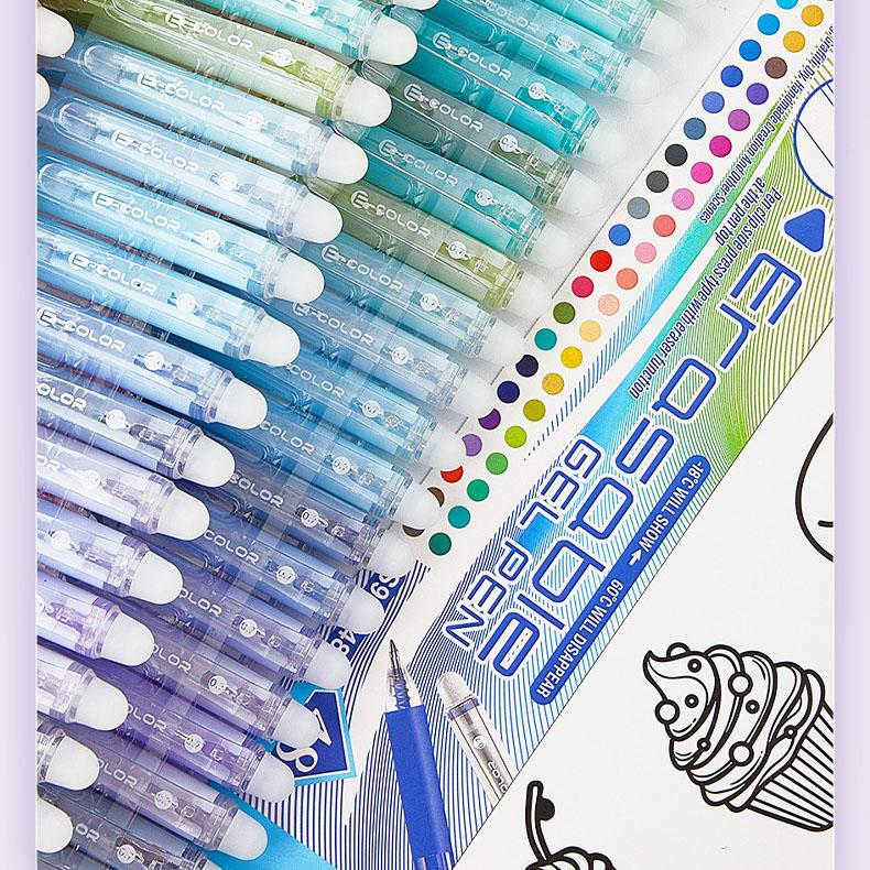 Erasable Gel Pen - Erasable student coloring pen - Retractable, retractable, push-button DIY journaling pen - Quick-drying neutral pen
