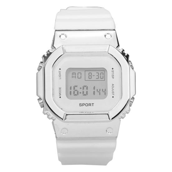 Digital Watch Electronic Noctilucent Screen Square Dial Digital Chronograph Silicone Strap Watch for Home 4