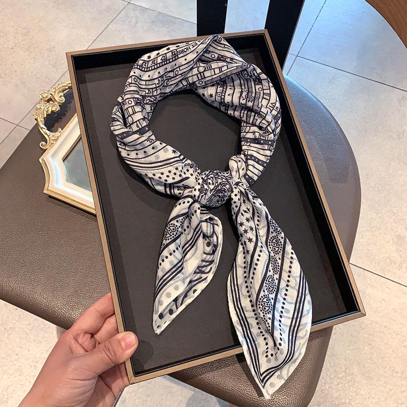 Double-sided Imitation Silk Wool Scarf Silk Scarf Women's New Neck Scarf Shirt Small Square Scarf Scarf Mother Gift