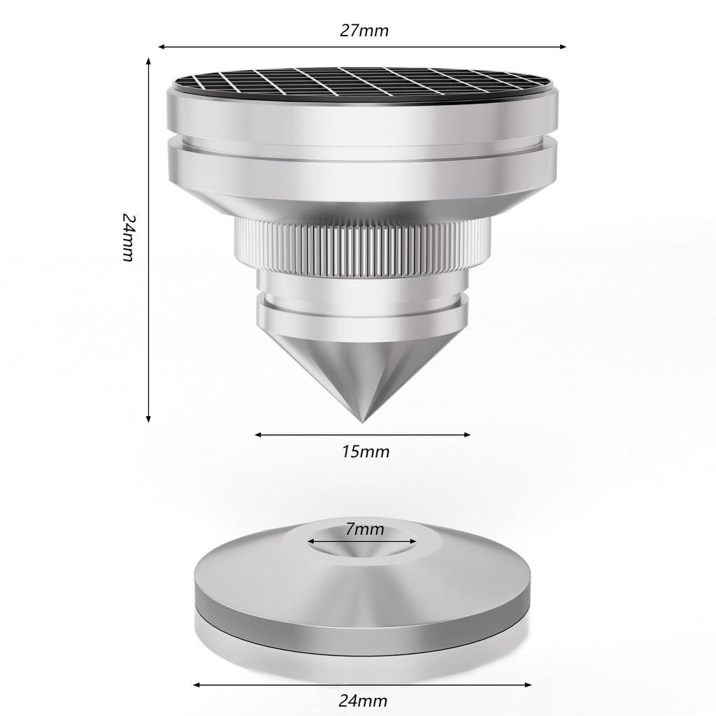 Preffair 4 Pieces Insulator Speaker Spike Base Speaker Board Speaker Stand Set with Tape Spike Holder Insulator Improves Audio Quality Adjustable