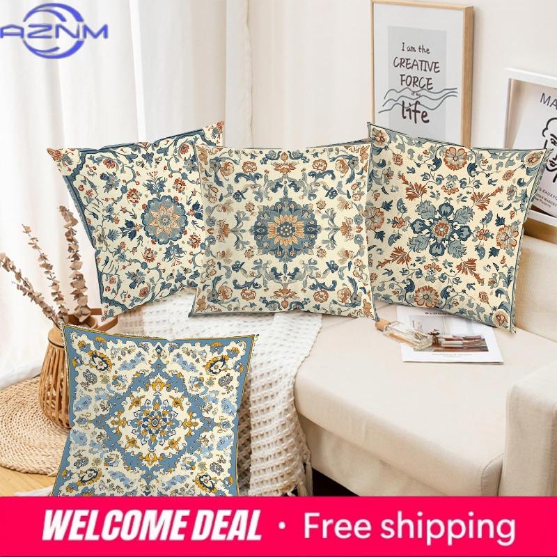 Floral Patterned Throw Pillows For Home Decor Polyester Pillowcase, Sofa Decorative Cushion Cov Headboard Pillow
