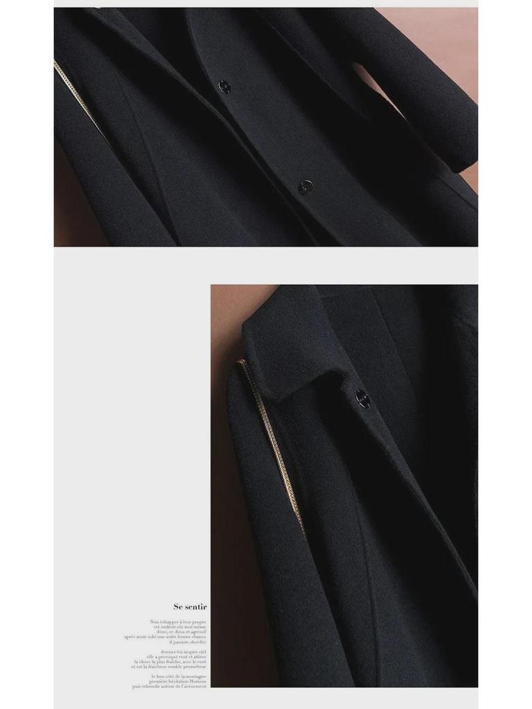 Women's Korean Style Woolen Coat - Autumn/Winter Doll Collar Mid-Length Jacket