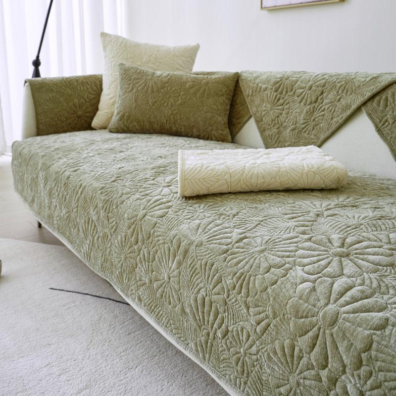 Chenille Thicken Sofa Towel Non -Slip Sofa Covers For Living Room Solid Color Sofa Mat Plush Backrest Armrest Towel Floor Carpet