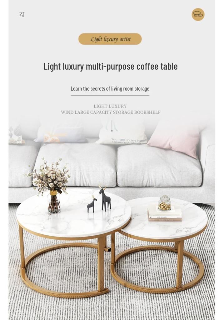 Round Light Luxury Coffee Table for Small Living Spaces