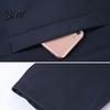 Zip Up Men Coat Jacket Lapel Solid Color Mid-aged Elderly Long Sleeve Zipper