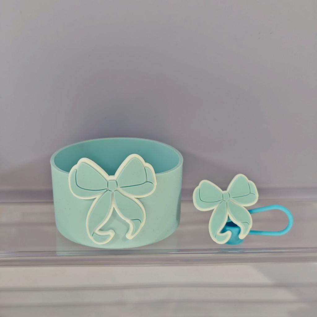 Cute Bow Silicone Boot Bottom Sleeve Cover for Stanley 30/40 OZ Tumbler Cup Protection Case Straw Covers Cap For Stanley Cup