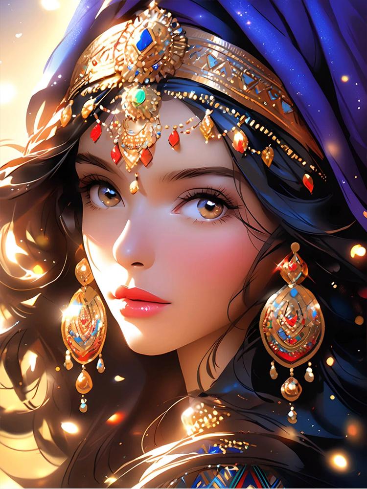 Nuevo 2024 Pintura de Diamantes Mujer de Oriente Medio Cuadrado Completo Punto de Cruz Bordado Retrato Exótico Mosaico Hecho a Mano Decoración del Hogar