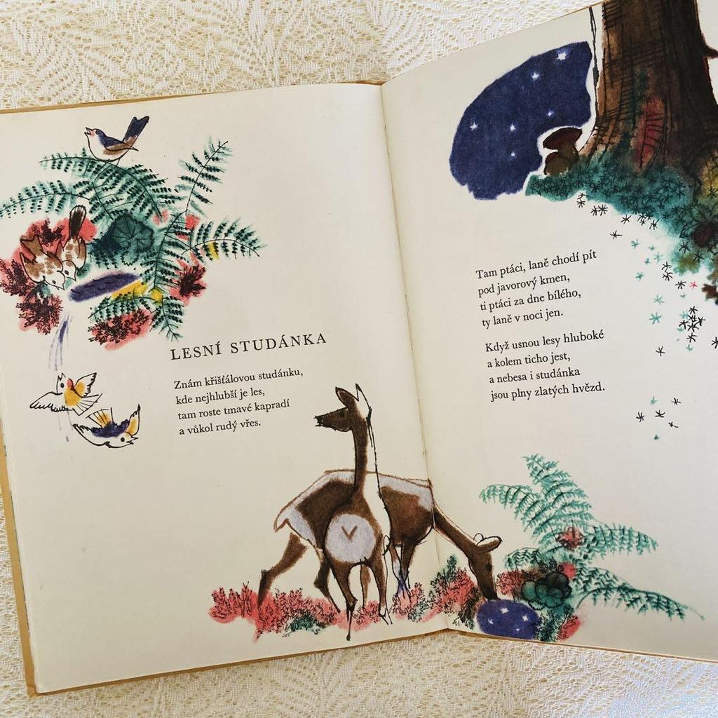 [USED] Foreign books, old books, 1943, Czech old picture books, poetry collections, illustrations by Adolf Zabranski