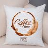 Coffee Theme Cushion Cover Artistic Coffee Stain Ring Print Soft Fabric Living Room Sofa Home Decor Pillow Case