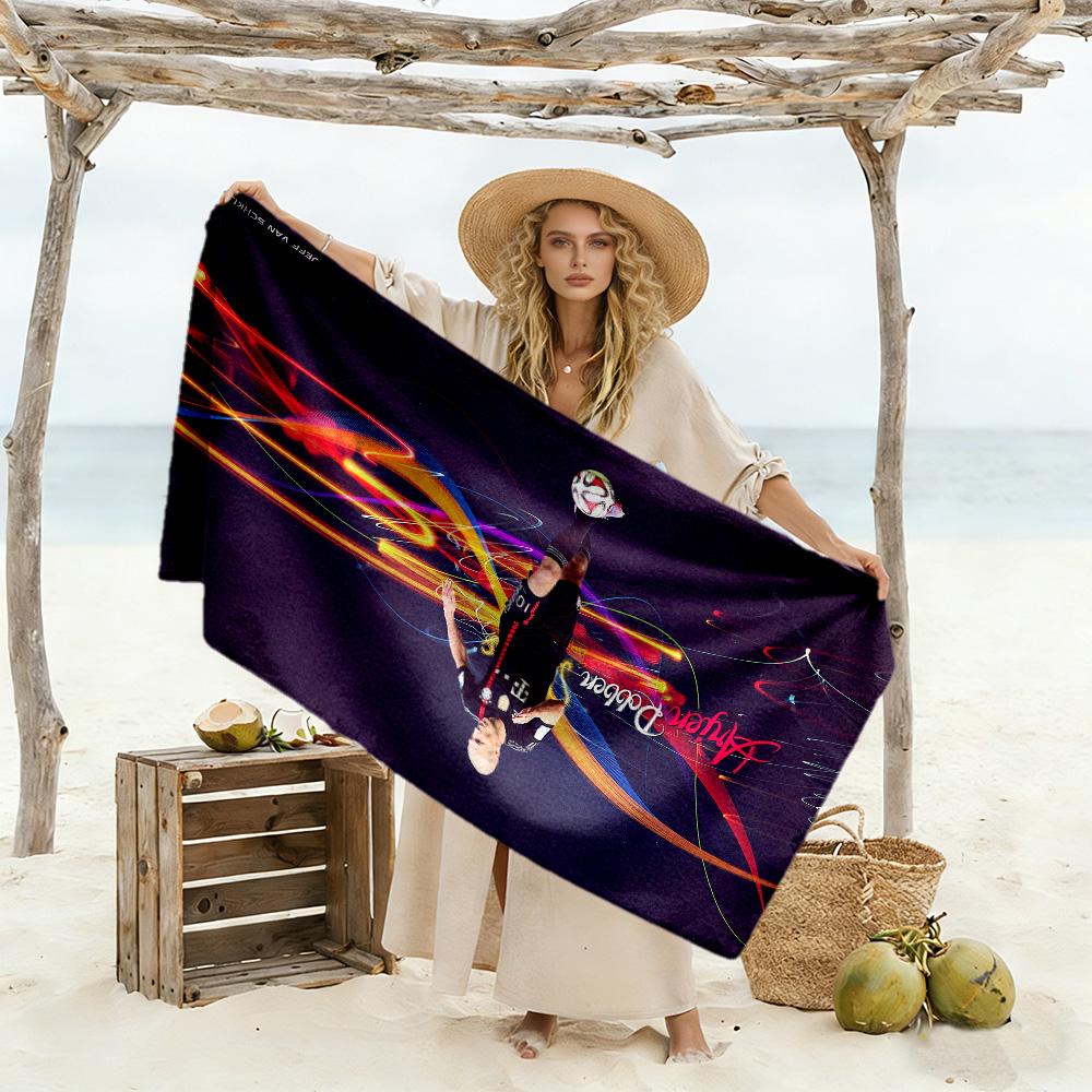 Football Player Action Beach Towel Quick-Dry Soft Microfiber Comfortable Lightweight