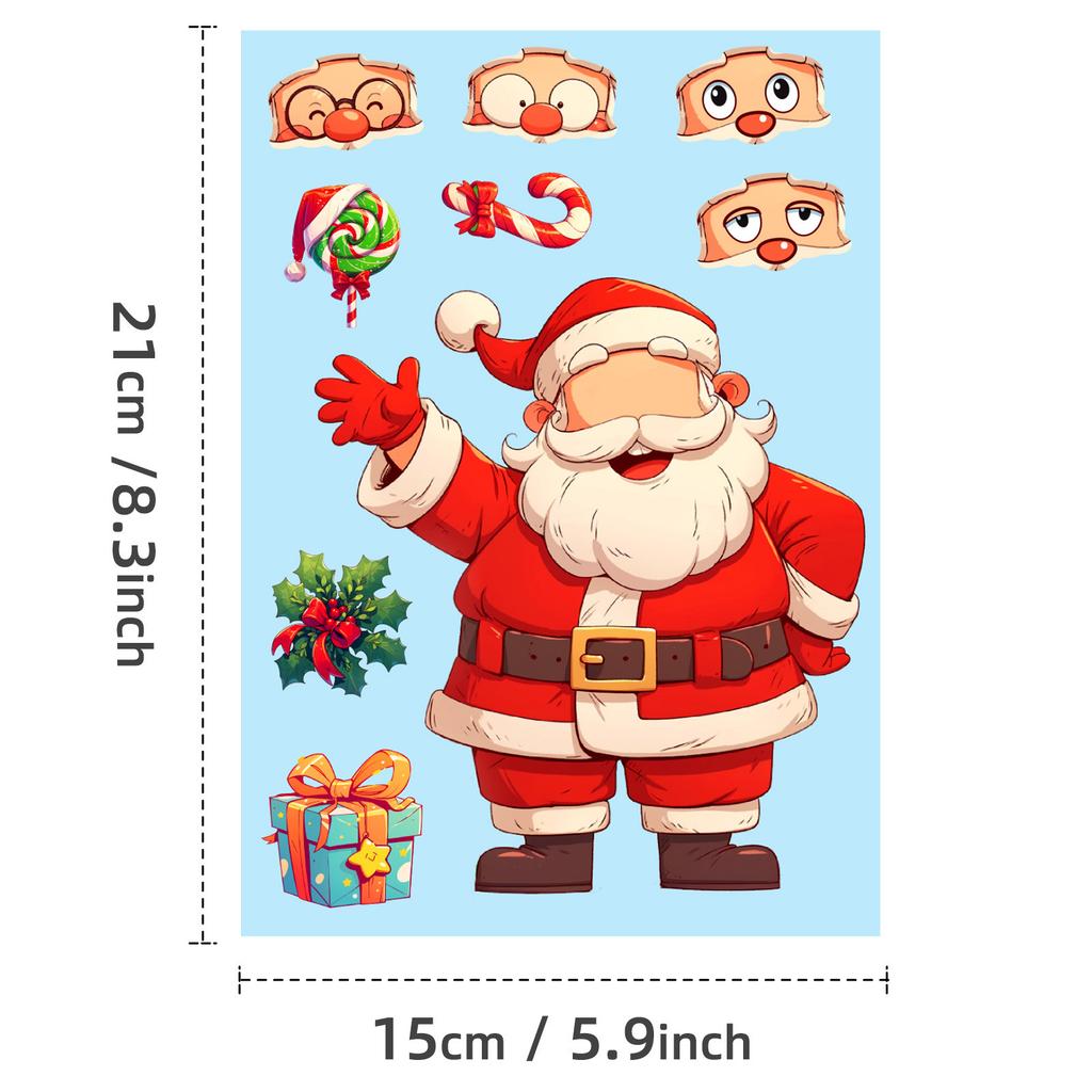 6 Pieces/package DIY Christmas Series Face Change Stickers Fox Expression Packaging Skateboard Cartoon Decoration Graffiti Stickers