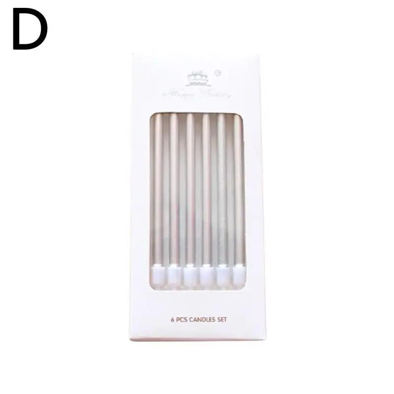 6pcs Cake Birthday Candles Colorful Gold-plated Pencil Decor Candles Candles Party Birthday Festival Decoration Set DIY Wed H1M6