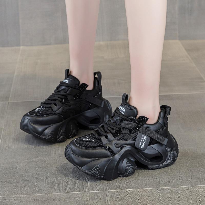 Breathable mesh heightening foam sole shoes women's new autumn and winter versatile sports and leisure women's shoes