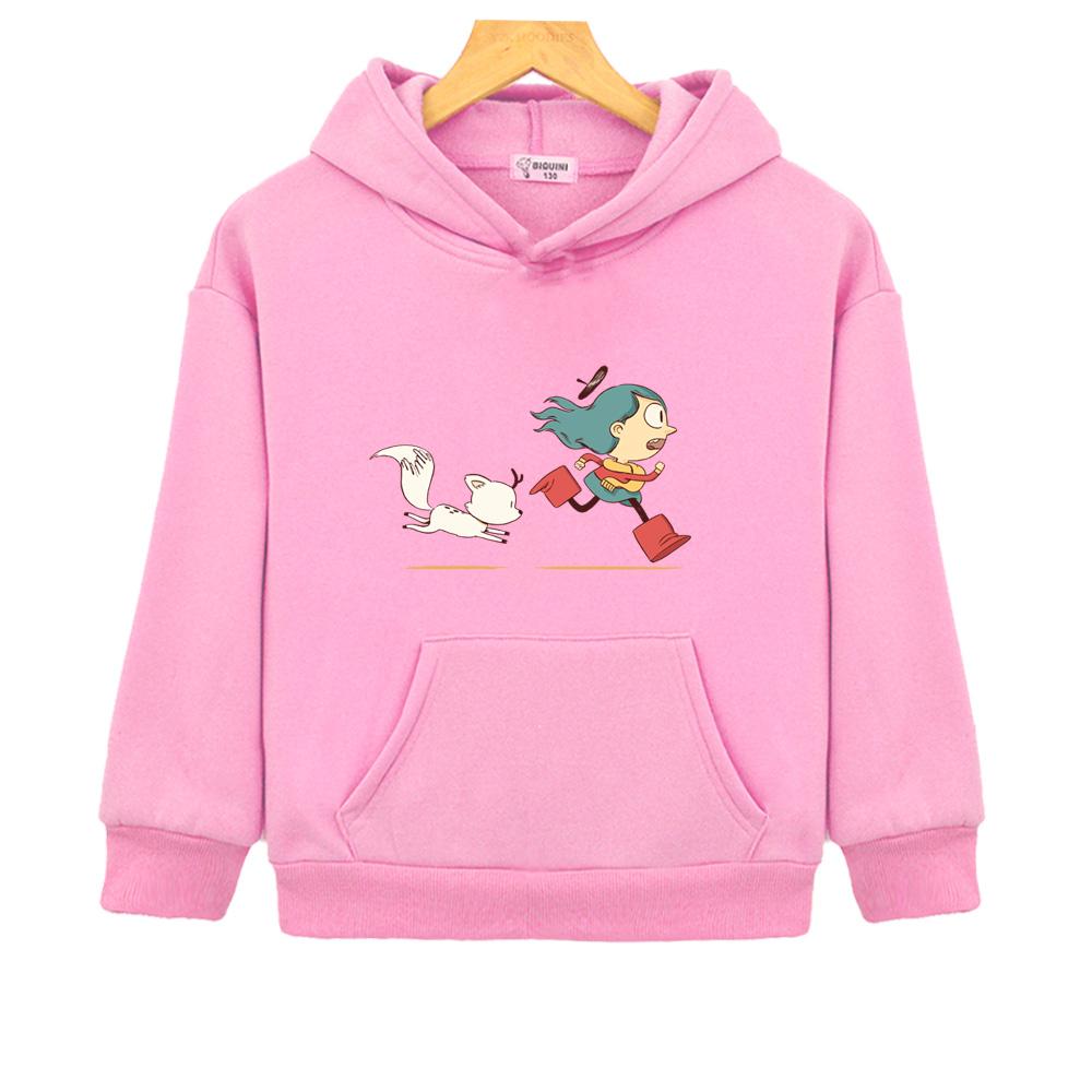 

Hilda and her pet Zhizhi 2026new style Boys Kids Hoodies kawaii Cartoon Print Hoody Children Clothing Girls Clothes moletom Cute Tops Anime hoodie 130 розовый