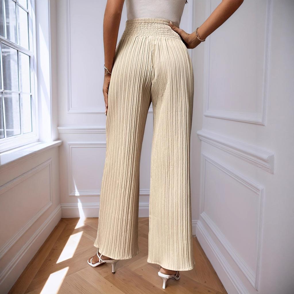wide-leg pants women's pleated chiffon high-waisted loose culottes big pendulum drape European size spring and summer casual trousers