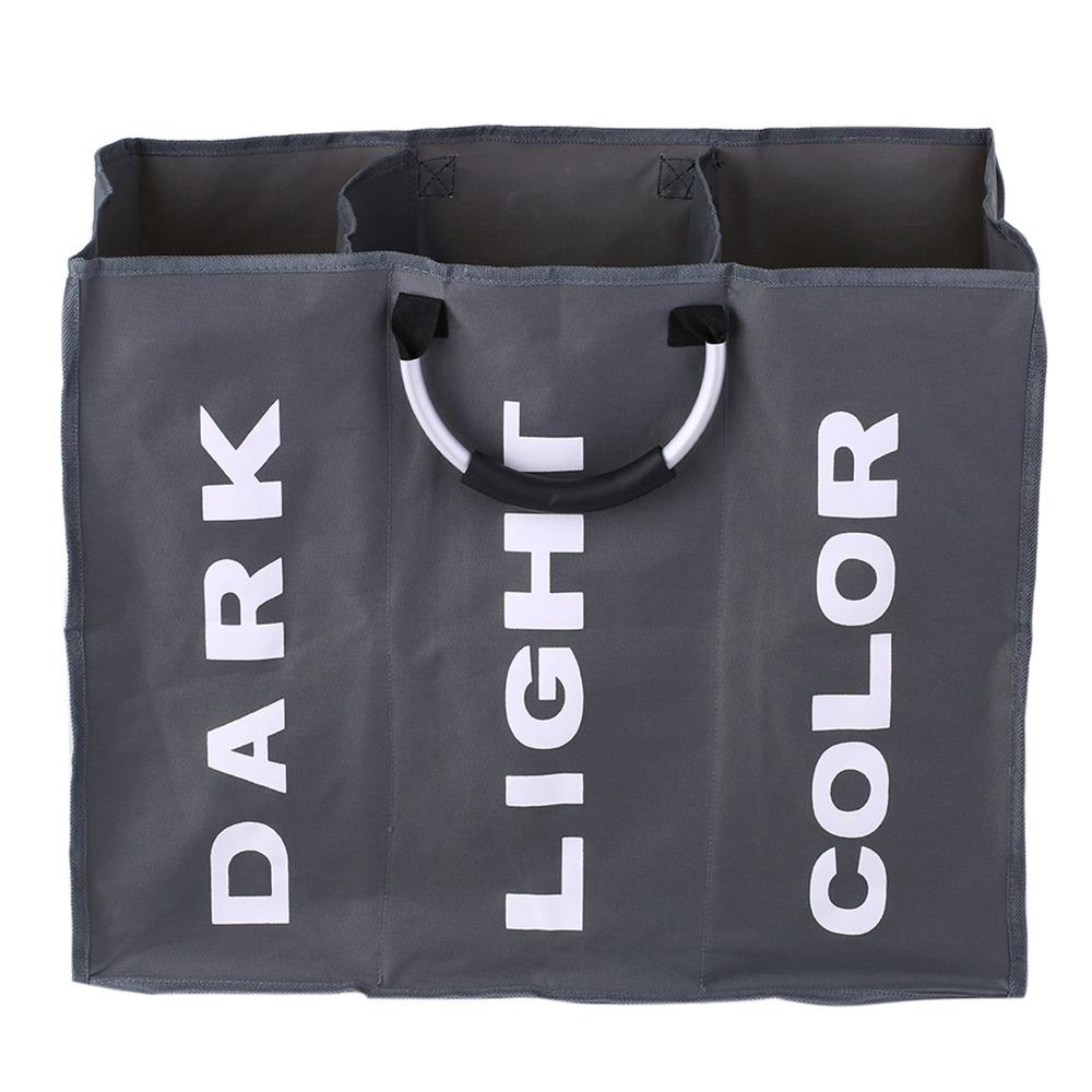 Aluminum Handles Foldable Laundry Basket Dark Grey Foldable Large Laundry Bag Large Space Saving Dirty Clothes Storage Bag