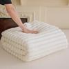 Ultra-Soft Faux Rabbit Fur Striped Throw Blanket - Double-Layered for Warmth, Ideal for Sofa or Bedroom.