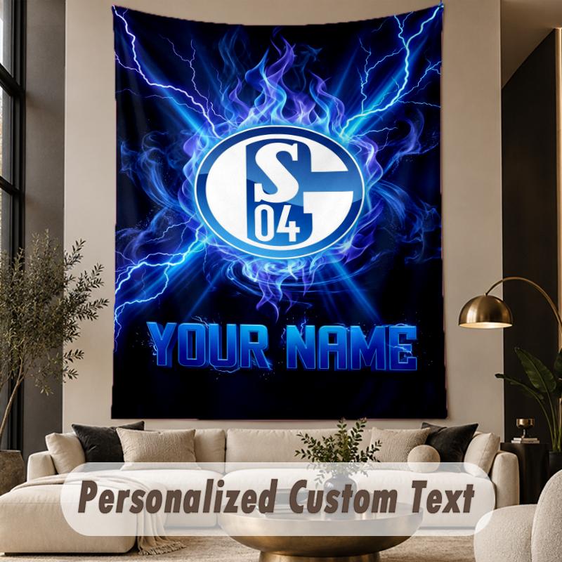 Custom Text Tapestry Schalke 04 FC Print Wall Tapestry Indoor Living Room Wall Decor