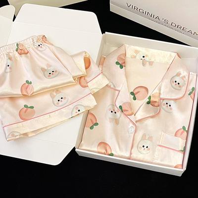 Ice Silk Pajamas Women'S Summer Suit Short-Sleeved Casual Women'S Loungewear Can Be Worn Outside