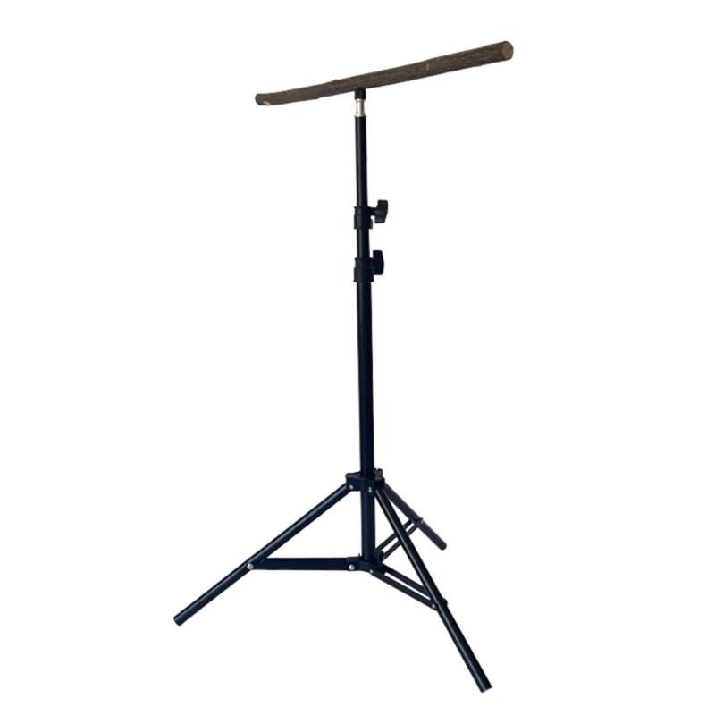 Retractable Bird Perch Tripod Stand with Wooden Perch and Stable Base For Small to Large Parrots Exercise Climbing L