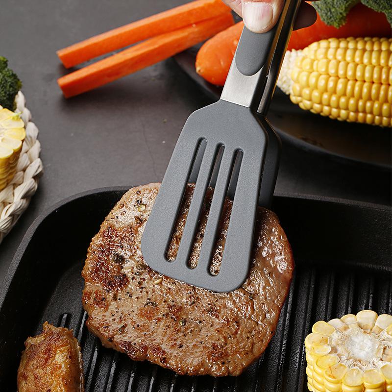 Silicone Anti-Scald Barbecue Clip Food Tongs Pastry Grill Meat Clamp Stainless Steel Non-Stick Utensils Kitchen Accessories