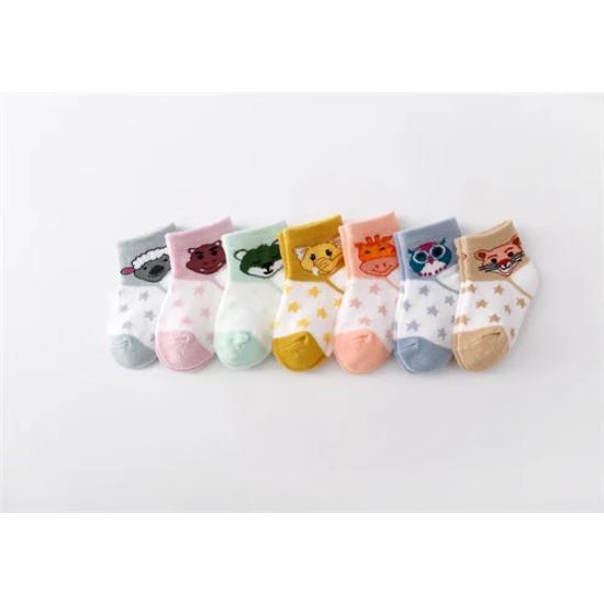 Lawadka 7Pairs/set Summer Mesh Thin Newborn Baby Boys Girls Socks Cotton Cartoon Infant Sock For Boy Girl Casual 0-24Month