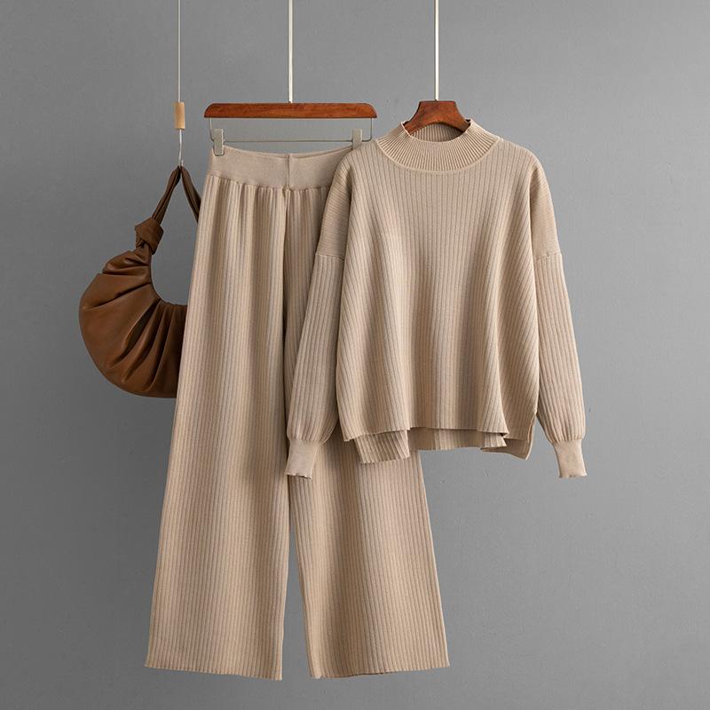 Women's Two-piece Set, Solid Color Simple Fashion Casual Loose Sweater Set